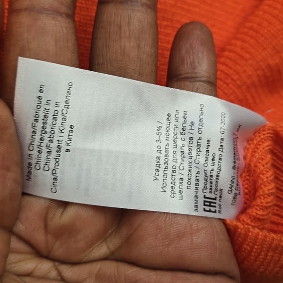 Ganni Open Back Rollneck Sweater in Flame Orange XS Lightweight Spring - Picture 7 of 9